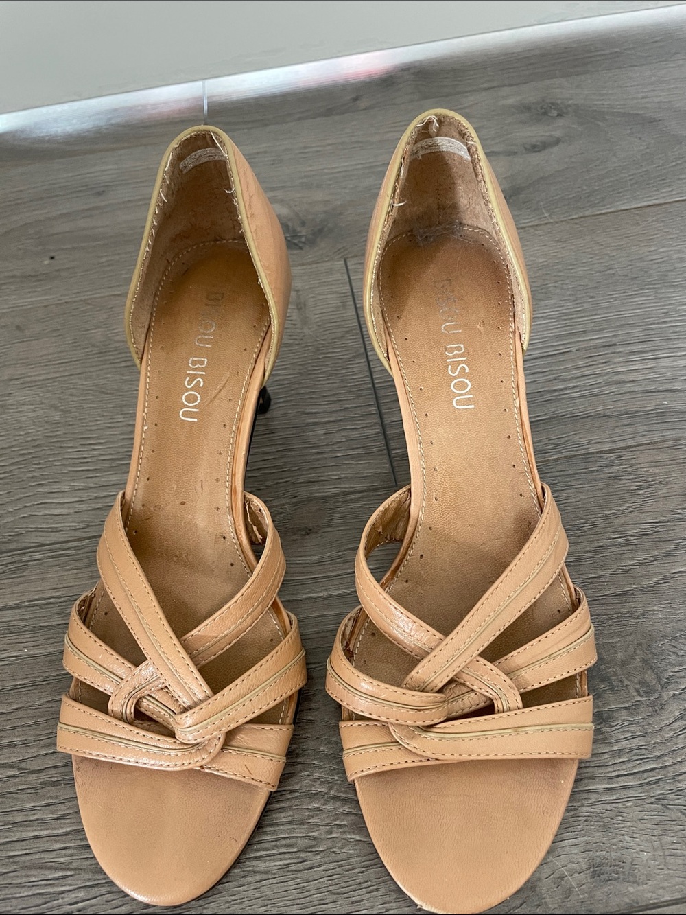 Bisou Bisou Beige Strappy Open-Toe Heels